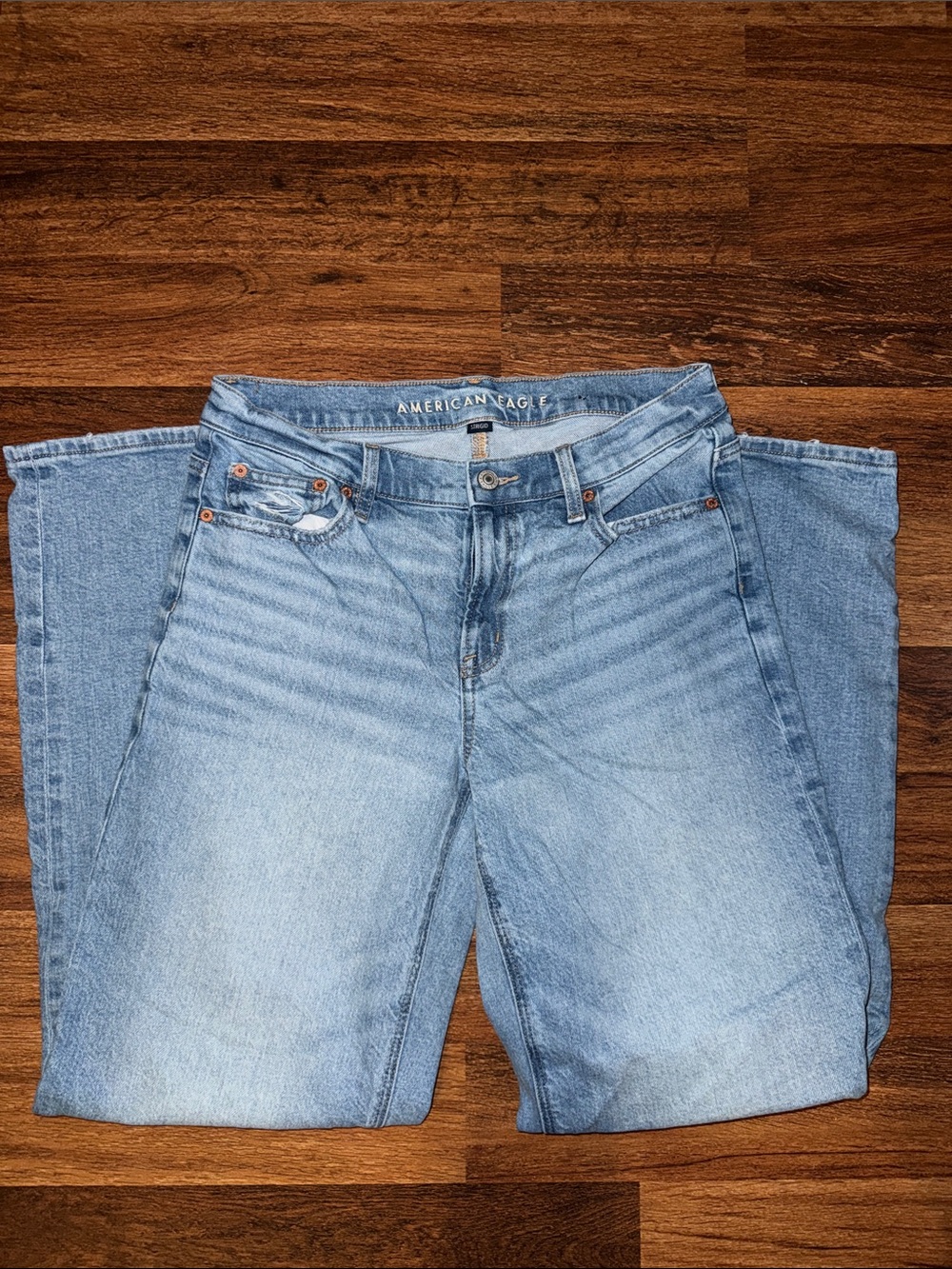 American Eagle Outfitters Light Wash Straight Leg Jeans - Light Blue